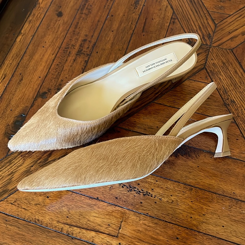 Antonio Melani pointed toe sling back calf hair kitten heel size 7 1/2 brand new